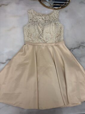 Anny Lee Cream Lace Bodice Fit & Flare Dress